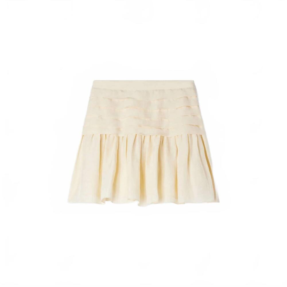 NEW SANDRO women's pleated crop top & mini skirt set in vanilla - Picture 7 of 7